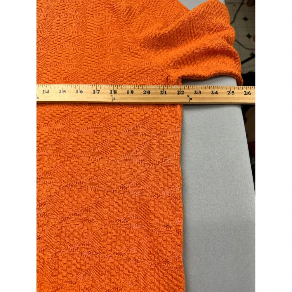 Billy Reid Mens XL Orange Textured Cotton Knit Crewneck Sweater Long Sleeve